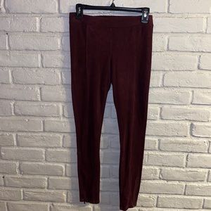 Express Women Burgundy Faux Suede Leggings -S